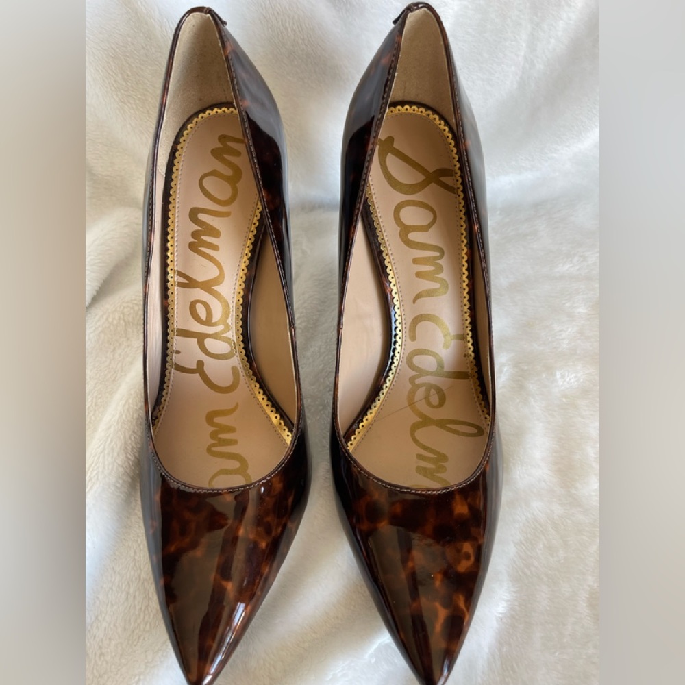 Sam Edelman 4” patent leather brown pumps